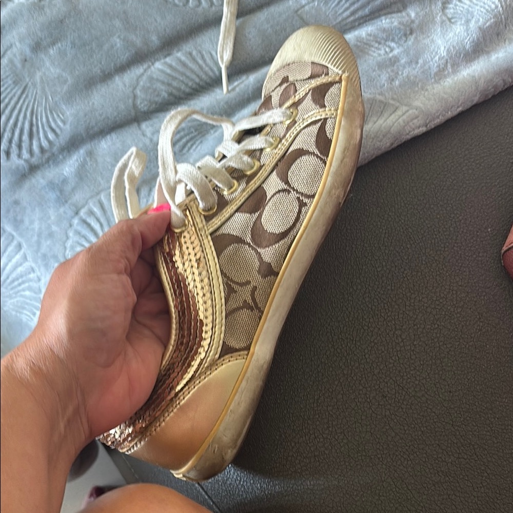 Coach Gold and Tan Sporty Sneakers - Picture 5 of 7